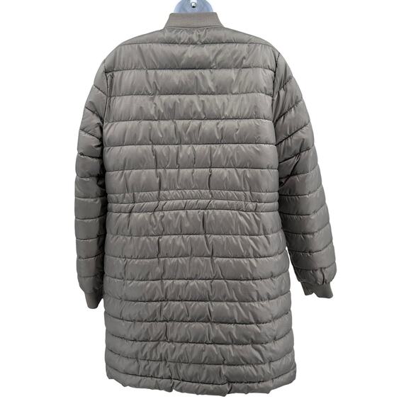Kenneth Cole Jacket NY Quilted Puffer  WMNS L Gray Long Coat Full Zip Winterwear - Picture 7 of 10